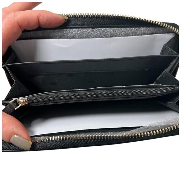 Kate Spade Womens Black Red Apple Embroidered Large Continental Wallet New - Picture 6 of 12